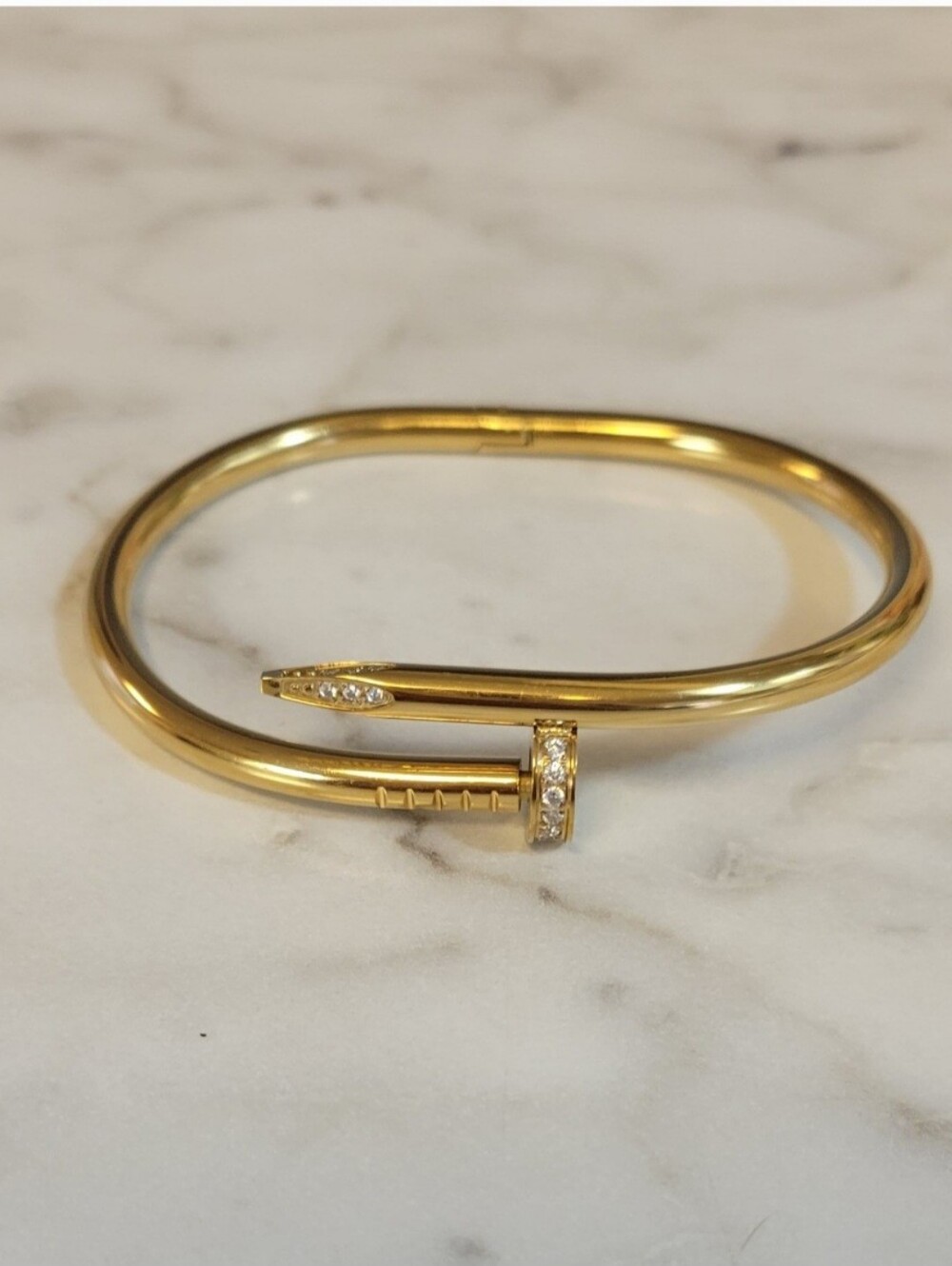 18K Gold Plated Elegant Gold Bangle Bracelet Diamond Nail